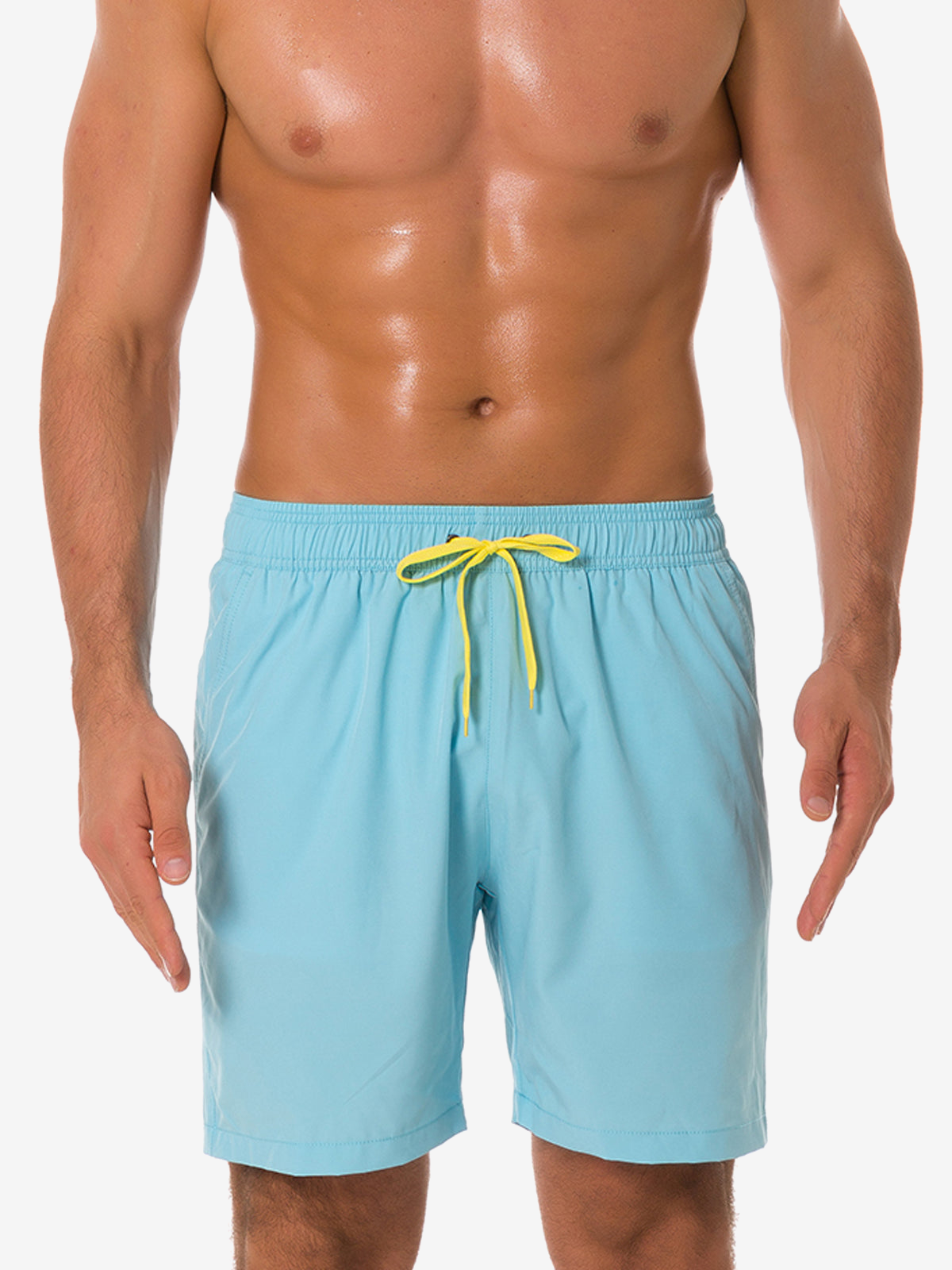 Men's Casual Summer Solid Color Beach Shorts Swimming Trunks