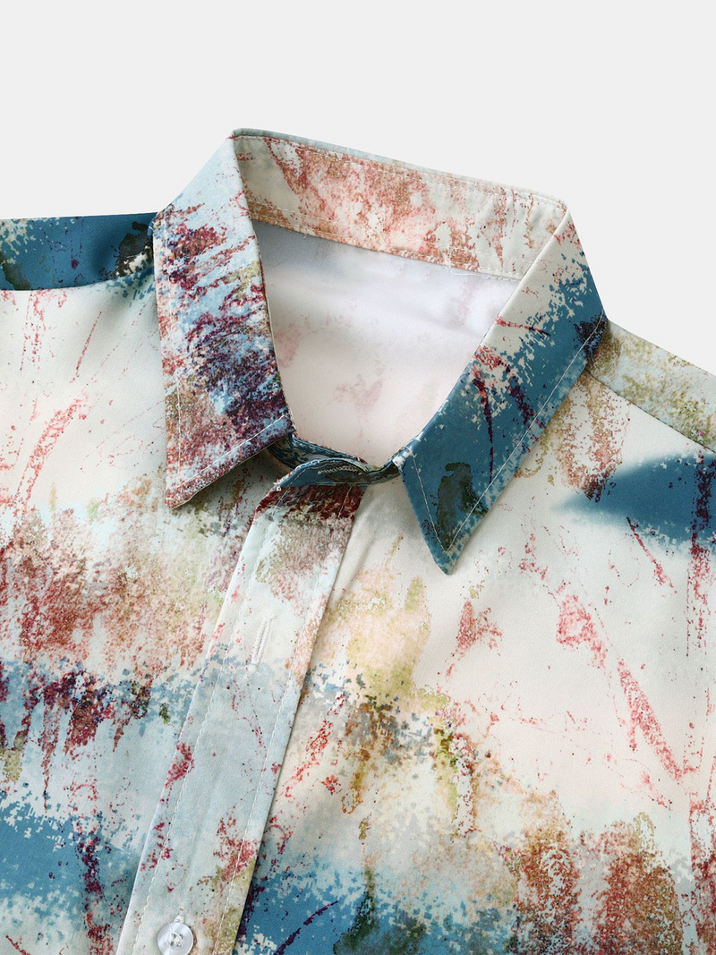 Men's Casual Gradient Abstract Vacation Short Sleeve Shirt