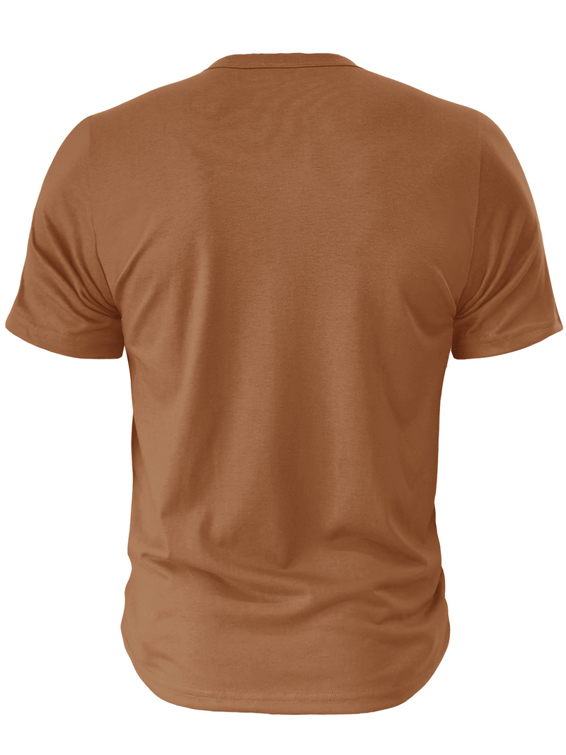 Men's Casual Cotton V Neck Solid Color Breathable Short Sleeve T-Shirt