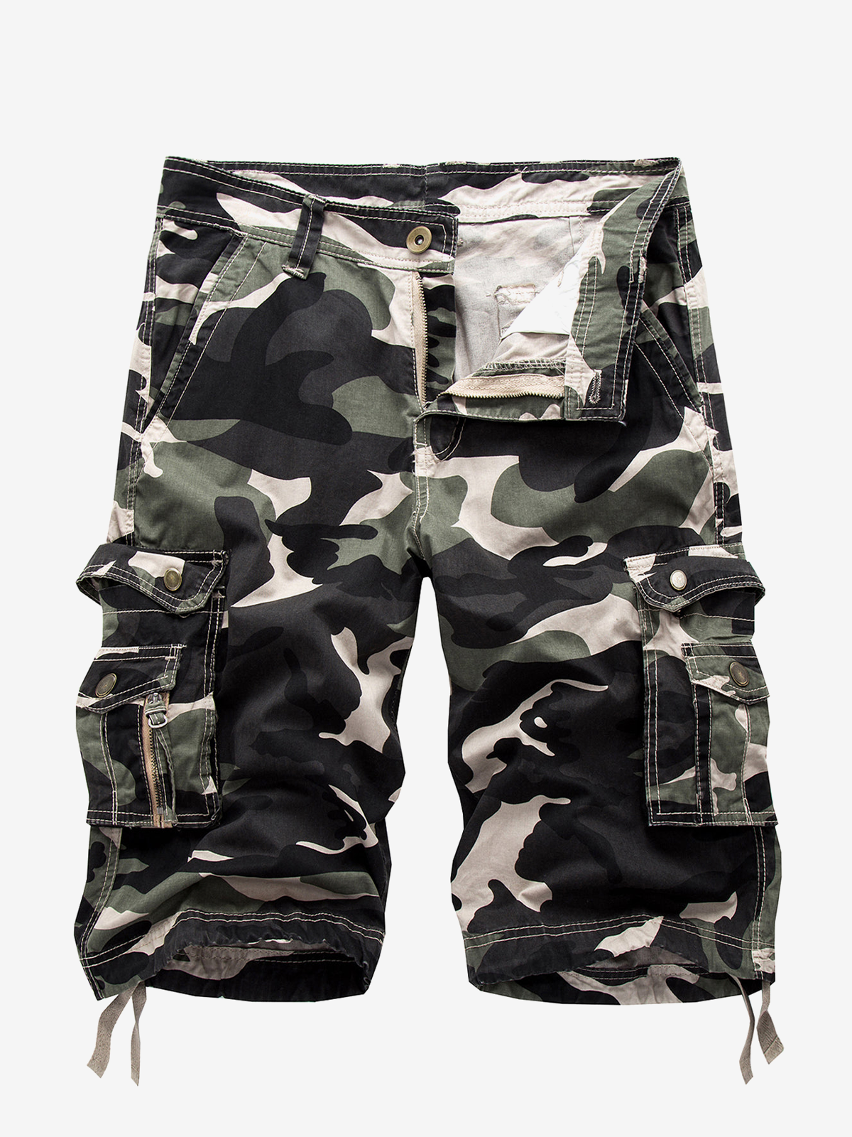 Men's Plus Size Solid Color Casual Cotton Camo Shorts