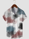 Men's Casual Mist Art Tie Dye Print Retro Summer Short Sleeve Button Up Shirt