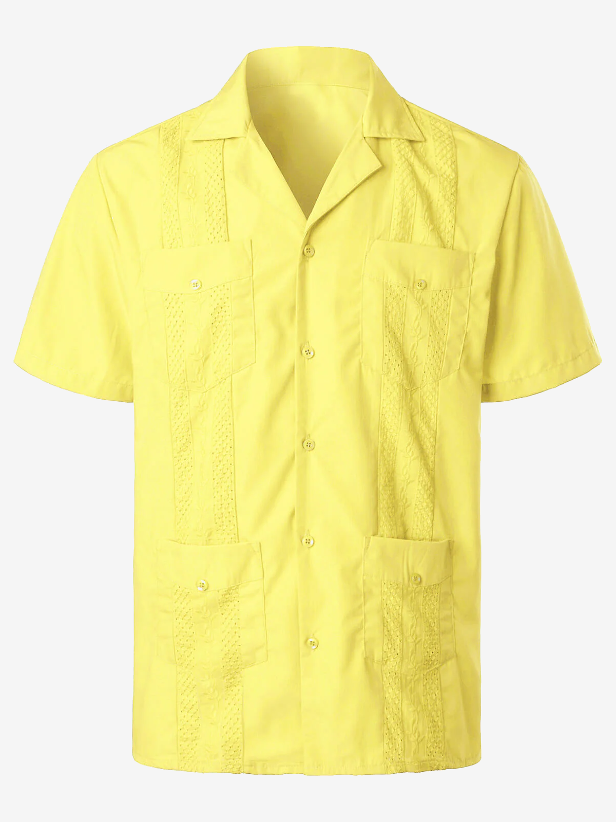 Men's Summer Cool Embroidery Cuban Guayabera Short Sleeve Button Up Beach Shirt