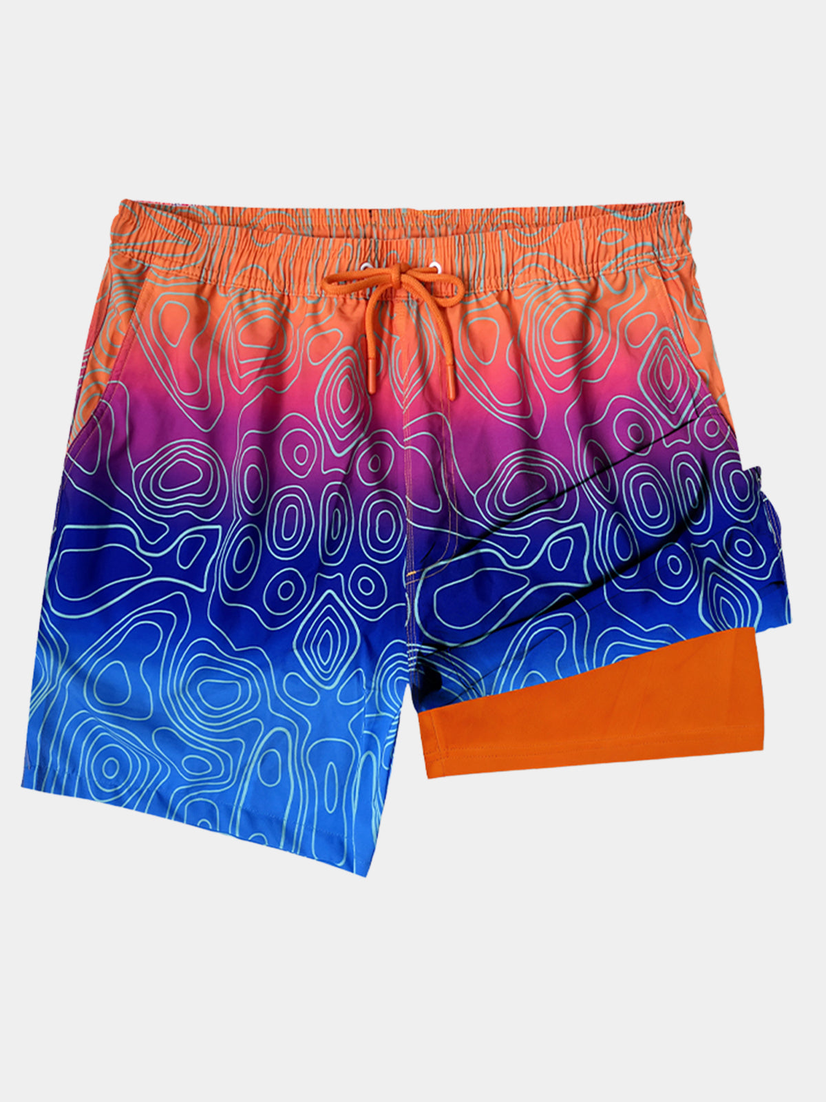 Men's Funny Print Quick Dry Zipper Pockets Beach Shorts Swim Trunks