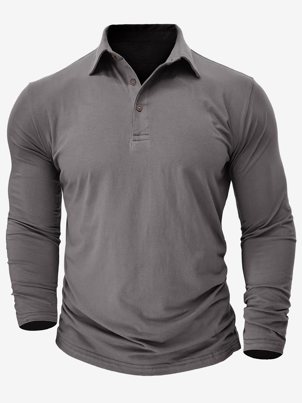 Men's Cotton Casual Solid Color Pocket Long Polo Shirt