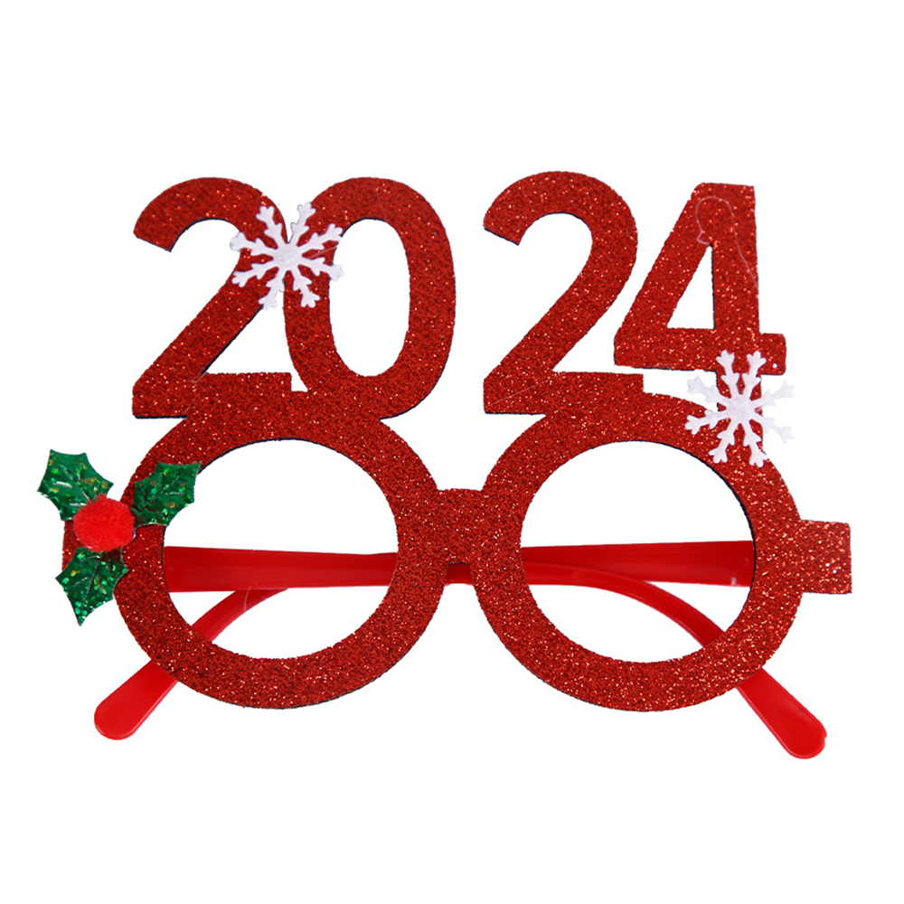 Happy New Year 2024 Glasses Glitter Party Decoration Glasses Frames