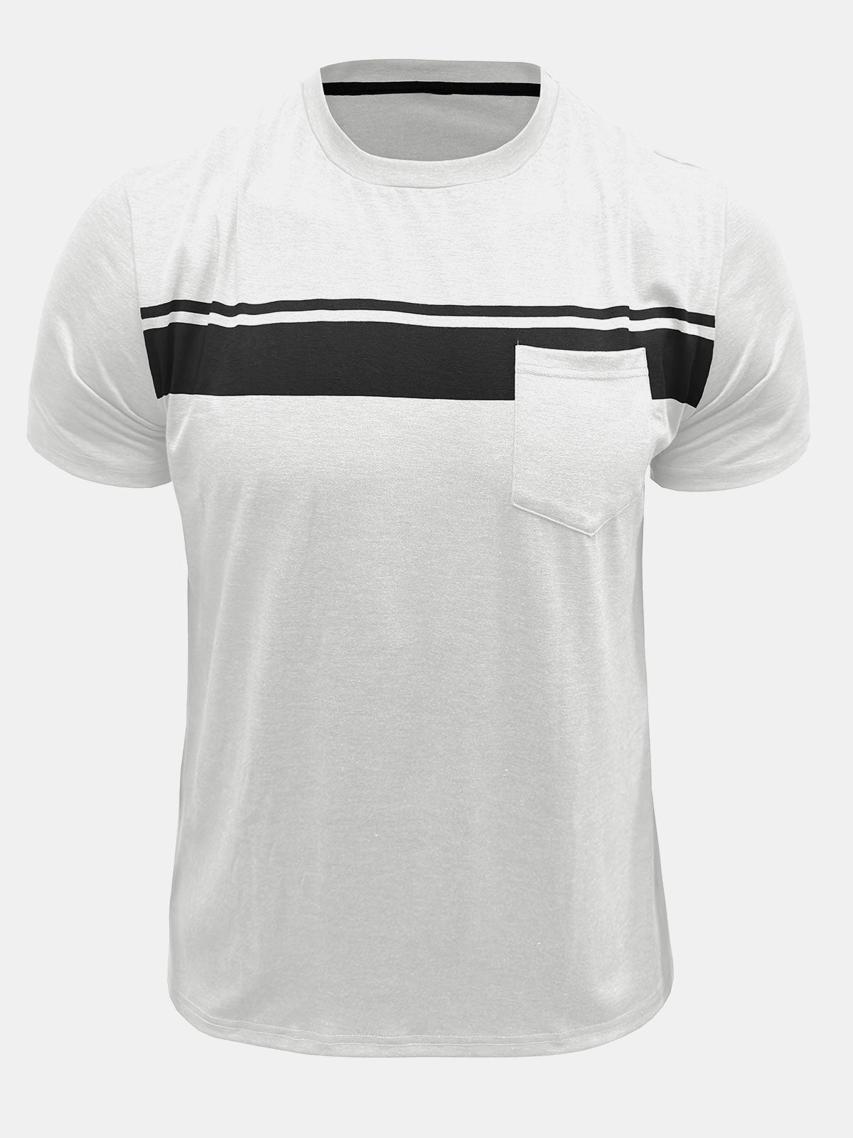 Men's Comfort Striped Patchwork Pocket T-Shirt