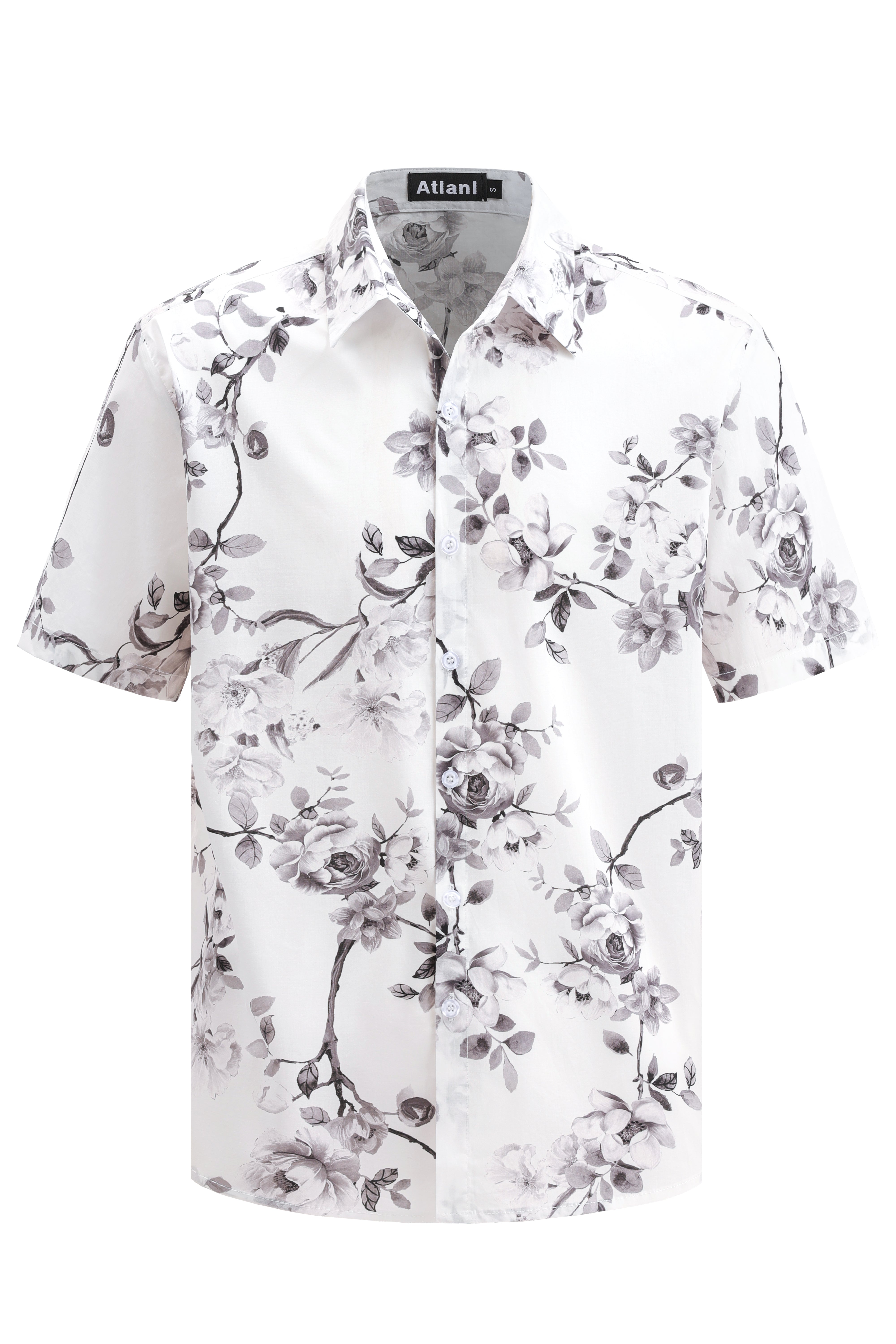 Men's Floral White Beach Hawaiian Short Sleeve Shirt