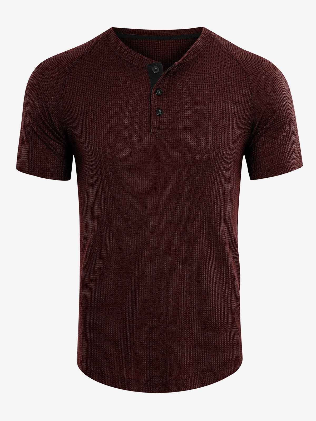 Men's Casual Solid Color Short Sleeve Henley T-shirt