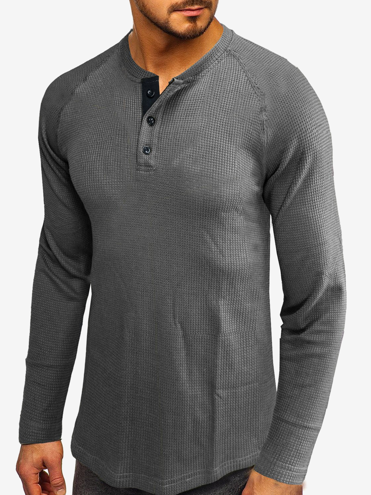 Men's Casual Solid Color Long Sleeve T-shirt