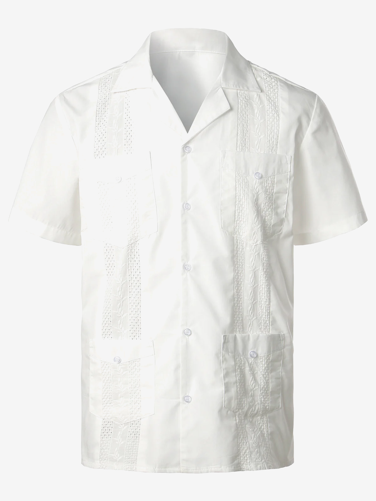 Men's Solid Color Cuban Collar Tropical Hawaiian Cotton Shirt