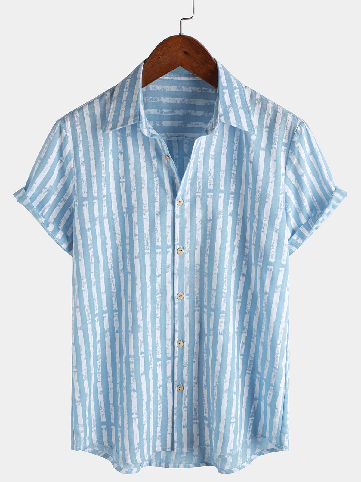 Men's Hawaiian Casual Striped Short Sleeve Summer Shirt