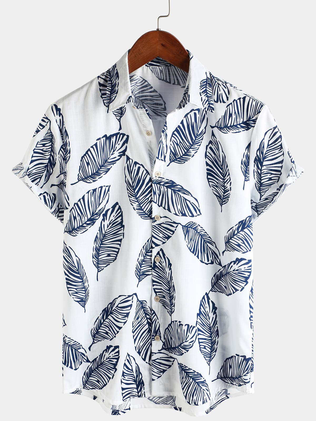 Men's Tropical Leaf Short Sleeve Summer Hawaiian Shirt