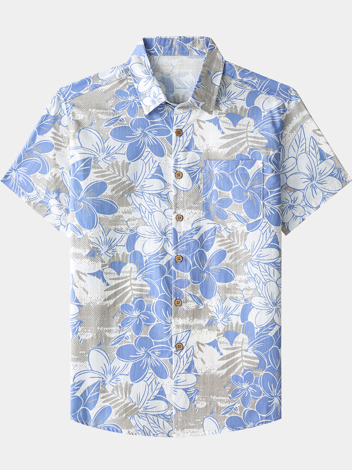 Men’s Tropical Resort Vacation Holiday Party Hawaiian Floral Cotton Short Sleeve Shirt