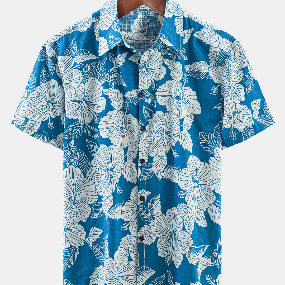 Men's Holiday Floral Hawaiian Short Sleeve Button Up Shirt