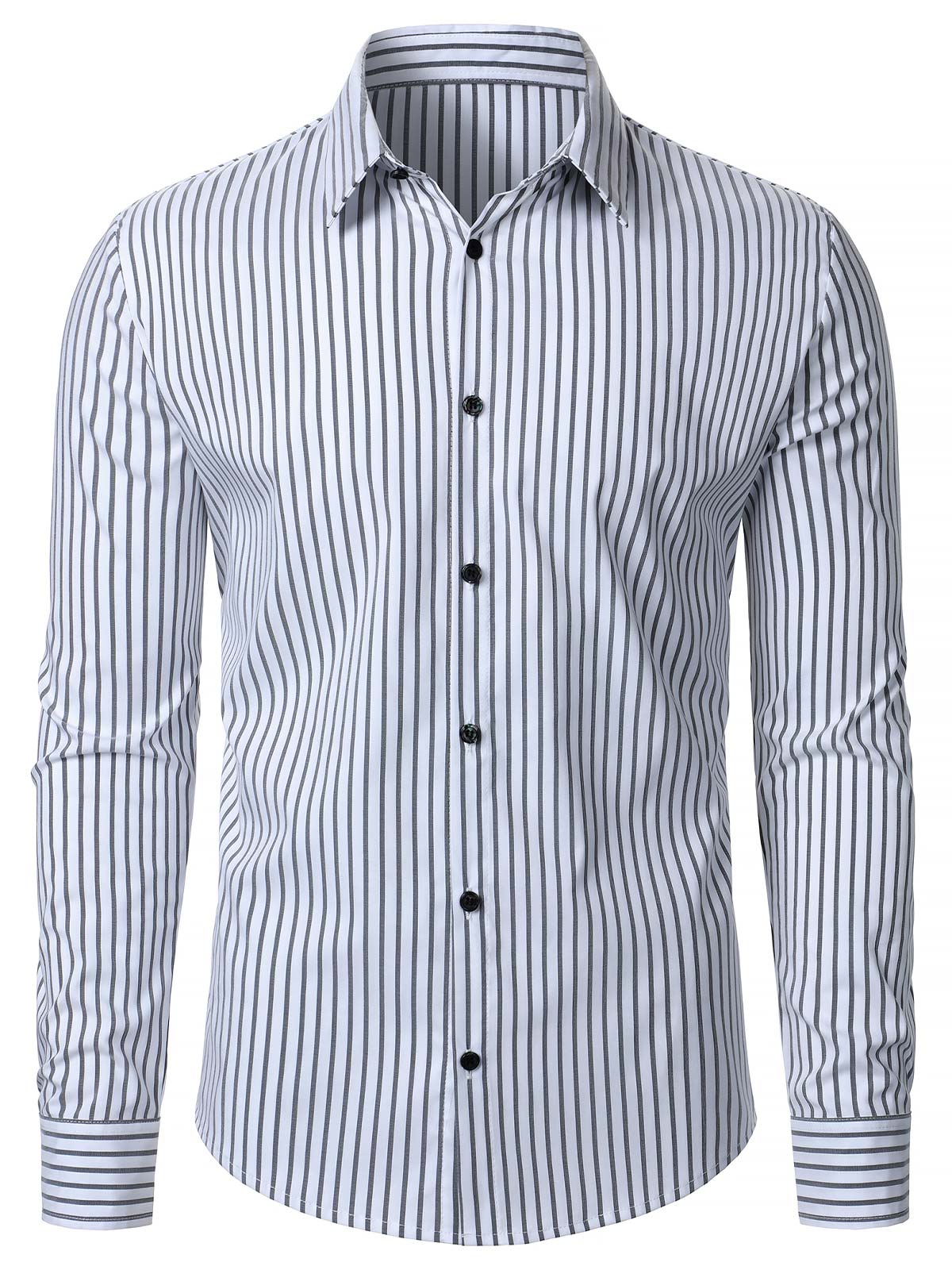 Men's Striped Long Sleeve Textured Wrinkle-Free Shirts