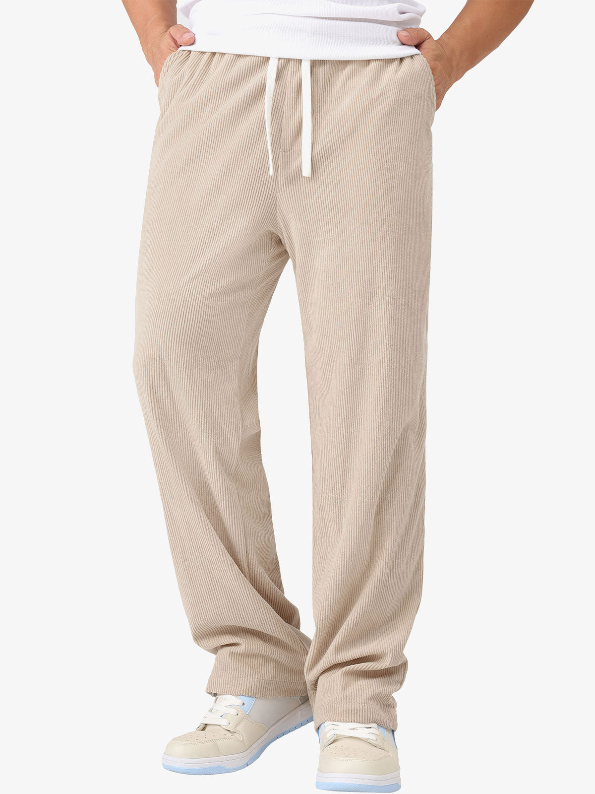 Men's Casual Elastic Waist Drawstring Corduroy Pants