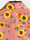 Men's Sunflower Floral Striped Flower Hawaiian Summer Holiday Short Sleeve Shirt