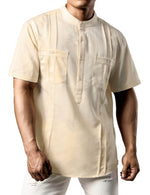 Men's Casual Floral Jacquard Henley Pocket Summer Short Sleeve Hawaiian Beach Shirt
