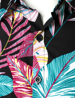 Men's Tropical Plant Casual Summer Vacation 100% Cotton Button Short Sleeve Shirt