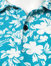 Men's Floral Print Blue Cotton Summer Holiday Golf Short Sleeve Sports Polo Shirt