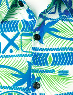 Men's Tropical Print Green Hawaiian Summer Beach Casual Short Sleeve Shirt