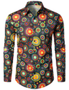 Men's Floral Print Paisley Breathable Cotton Disco Button Up Long Sleeve Dress Shirt