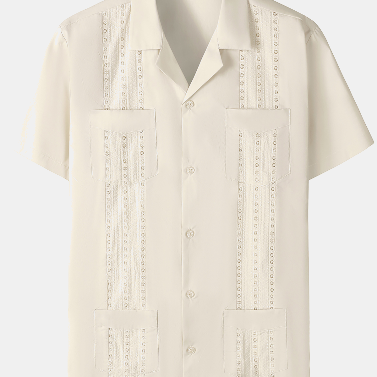Men's Guayabera Cuban Short Sleeve Casual Button Beach Shirt