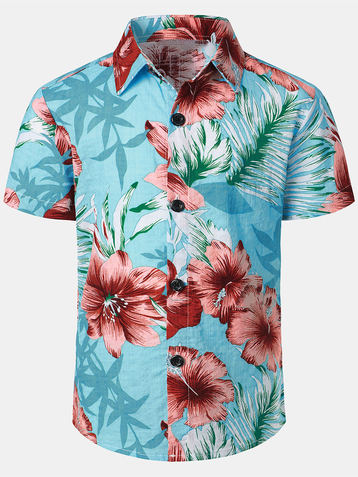 Children's Floral Print Tropical Aloha Holiday Summer Beach Short Sleeve Shirt