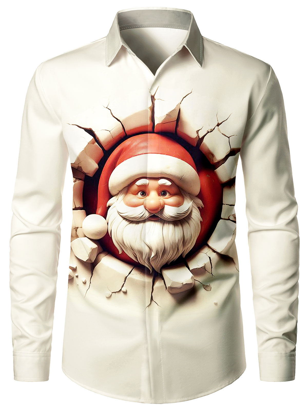 Men's Christmas Funny Santa Claus Holiday Long Sleeve Shirt