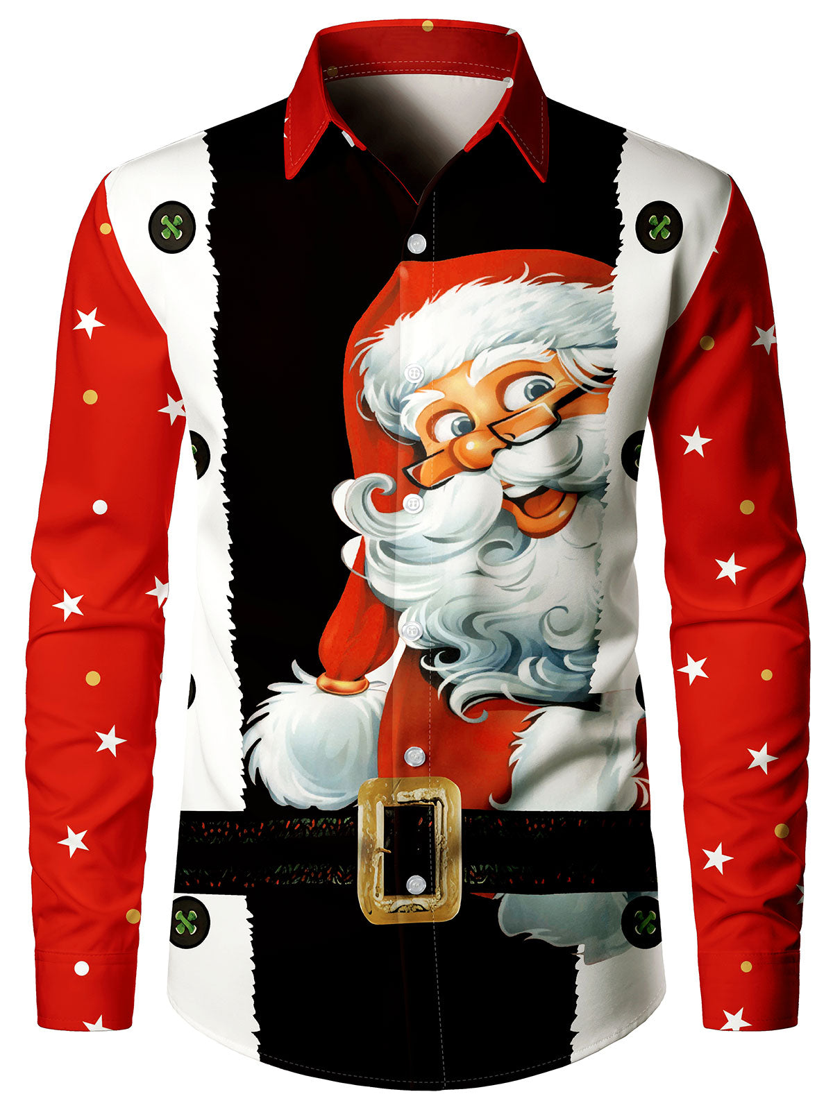 Men's Funny Christmas Santa Holiday Long Sleeve Shirt