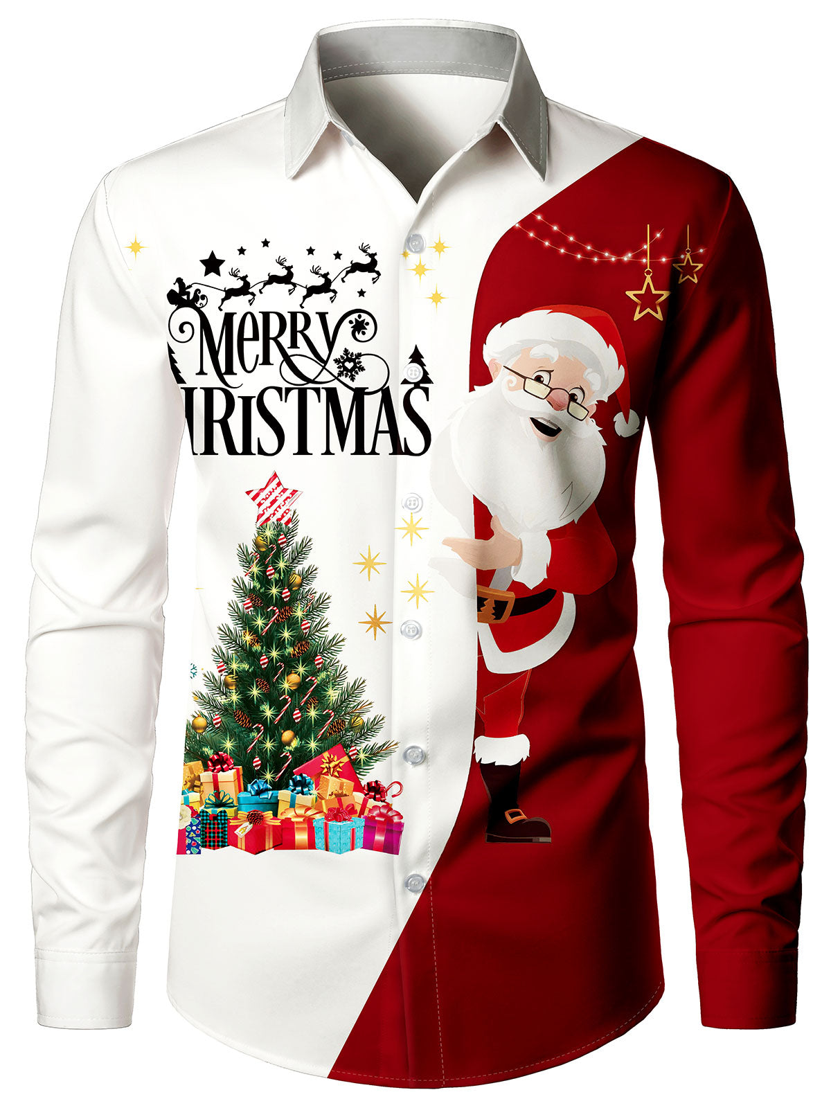 Men's Funny Santa Merry Christmas Long Sleeve Shirt