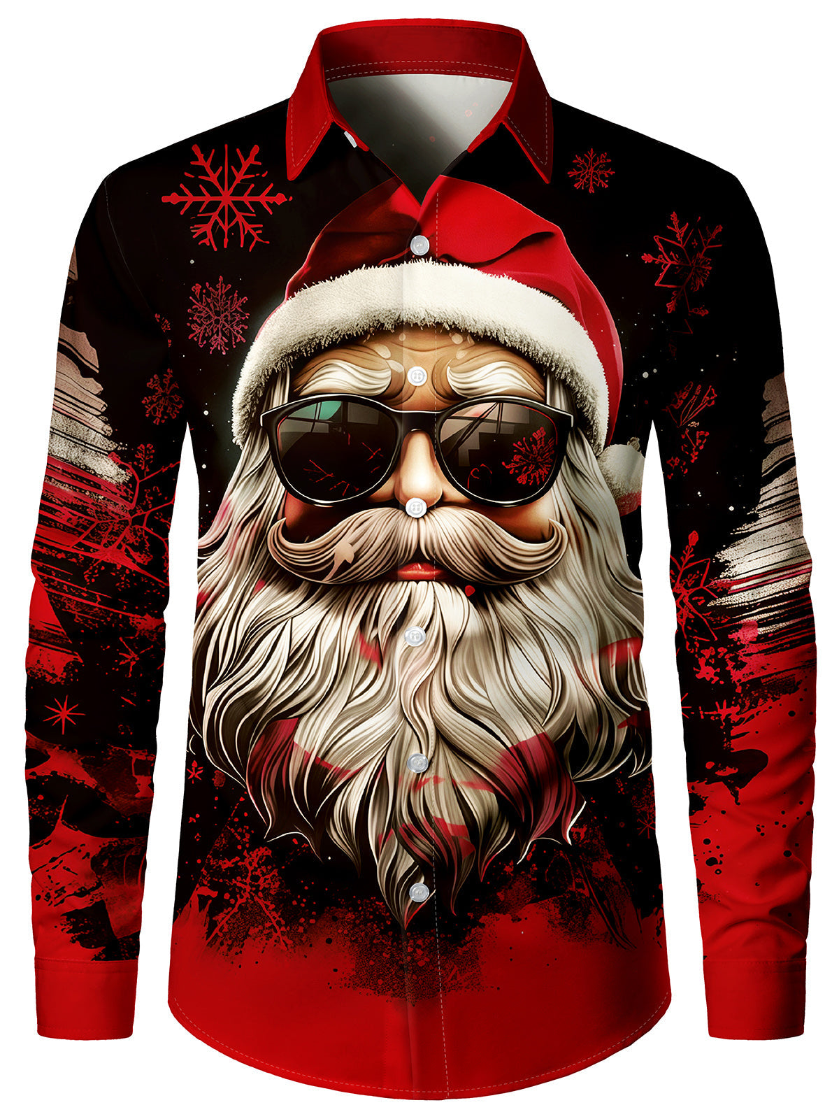 Men's Christmas Cool Santa Claus Long Sleeve Shirt