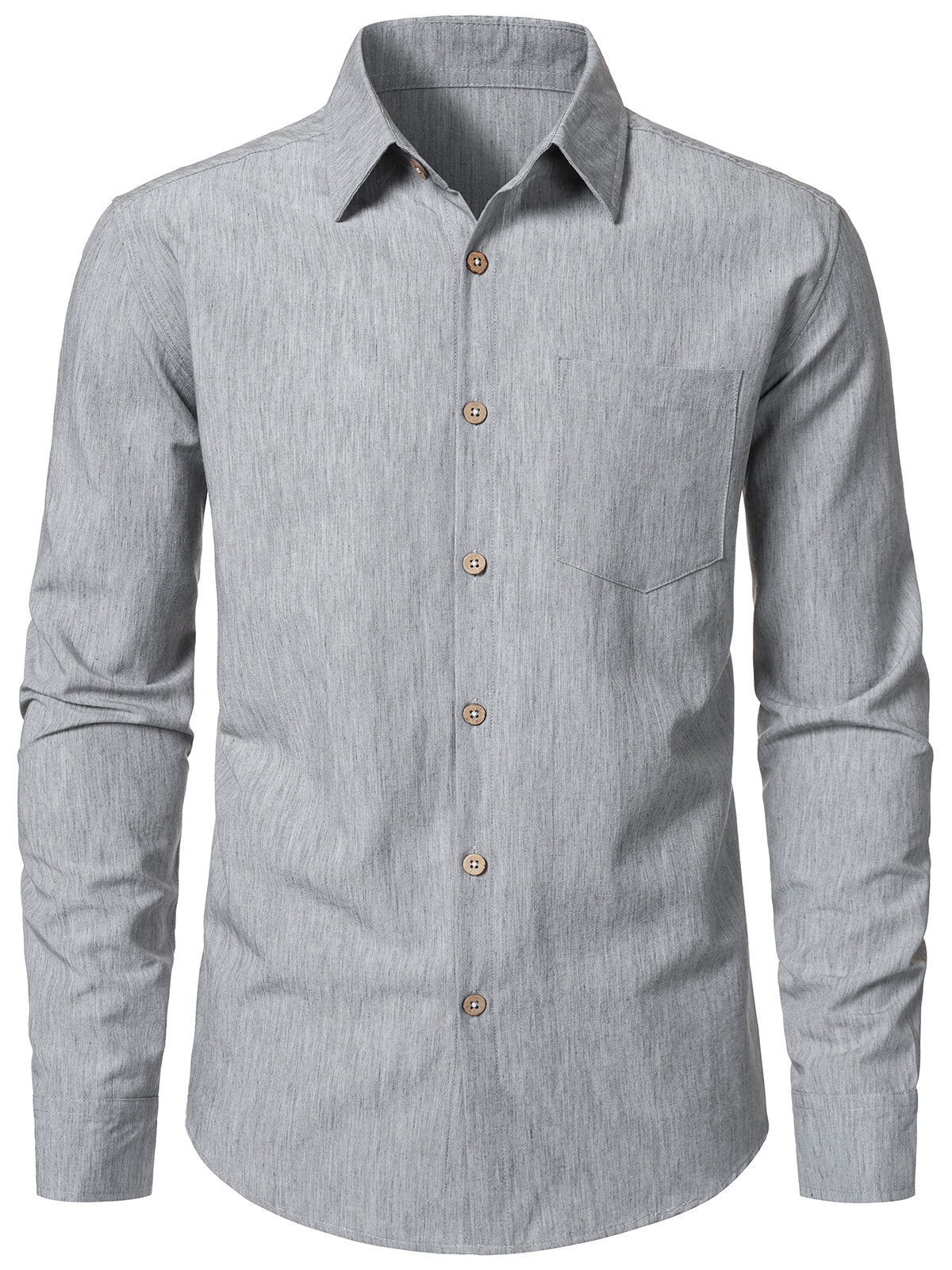 Men's Comfort Solid Grey Long Sleeve Shirt