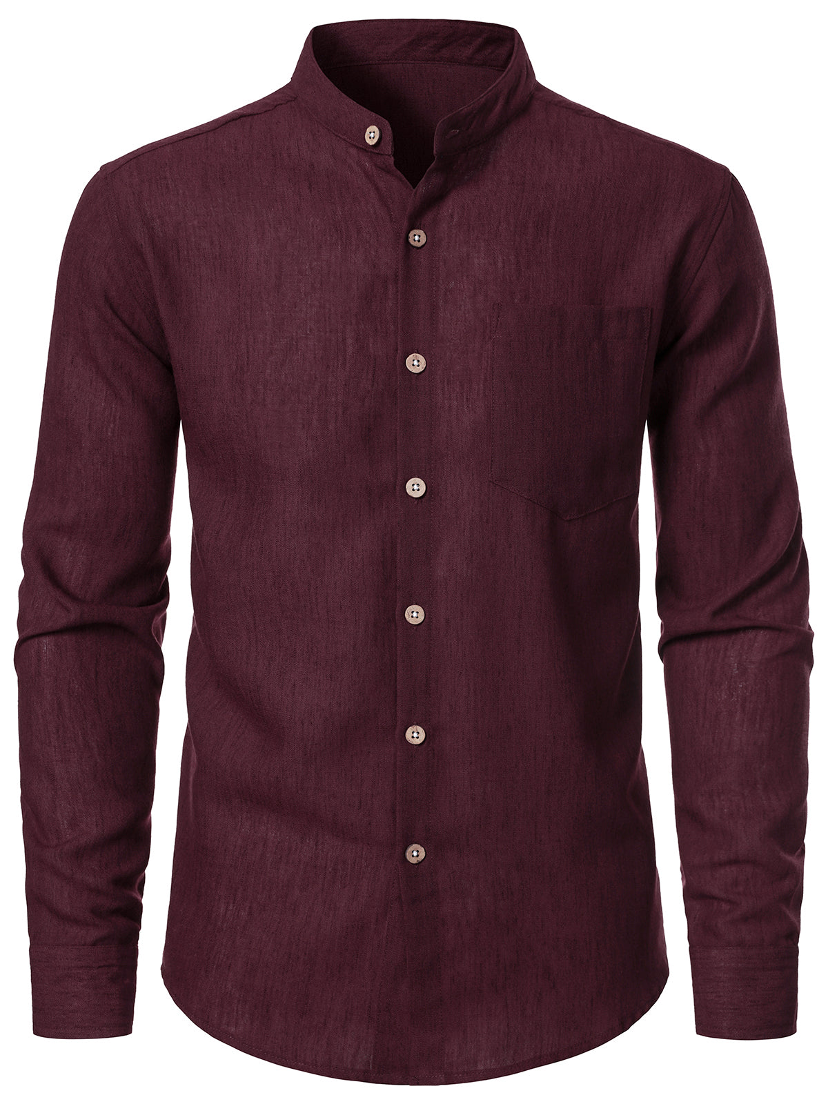 Men's Red Solid Comfort Long Sleeve Shirt