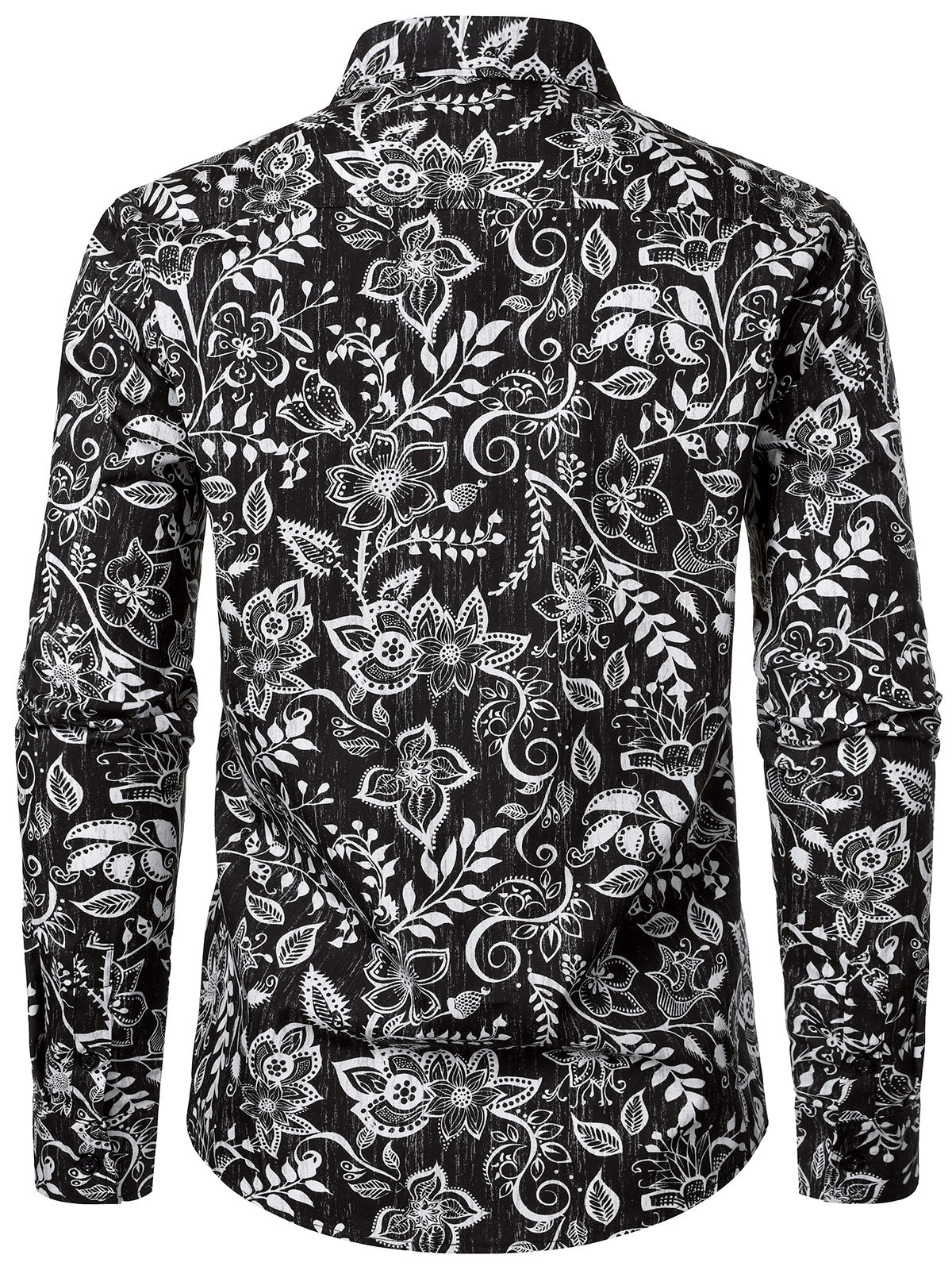 Men's Floral Black Breathable Retro Long Sleeve Shirt