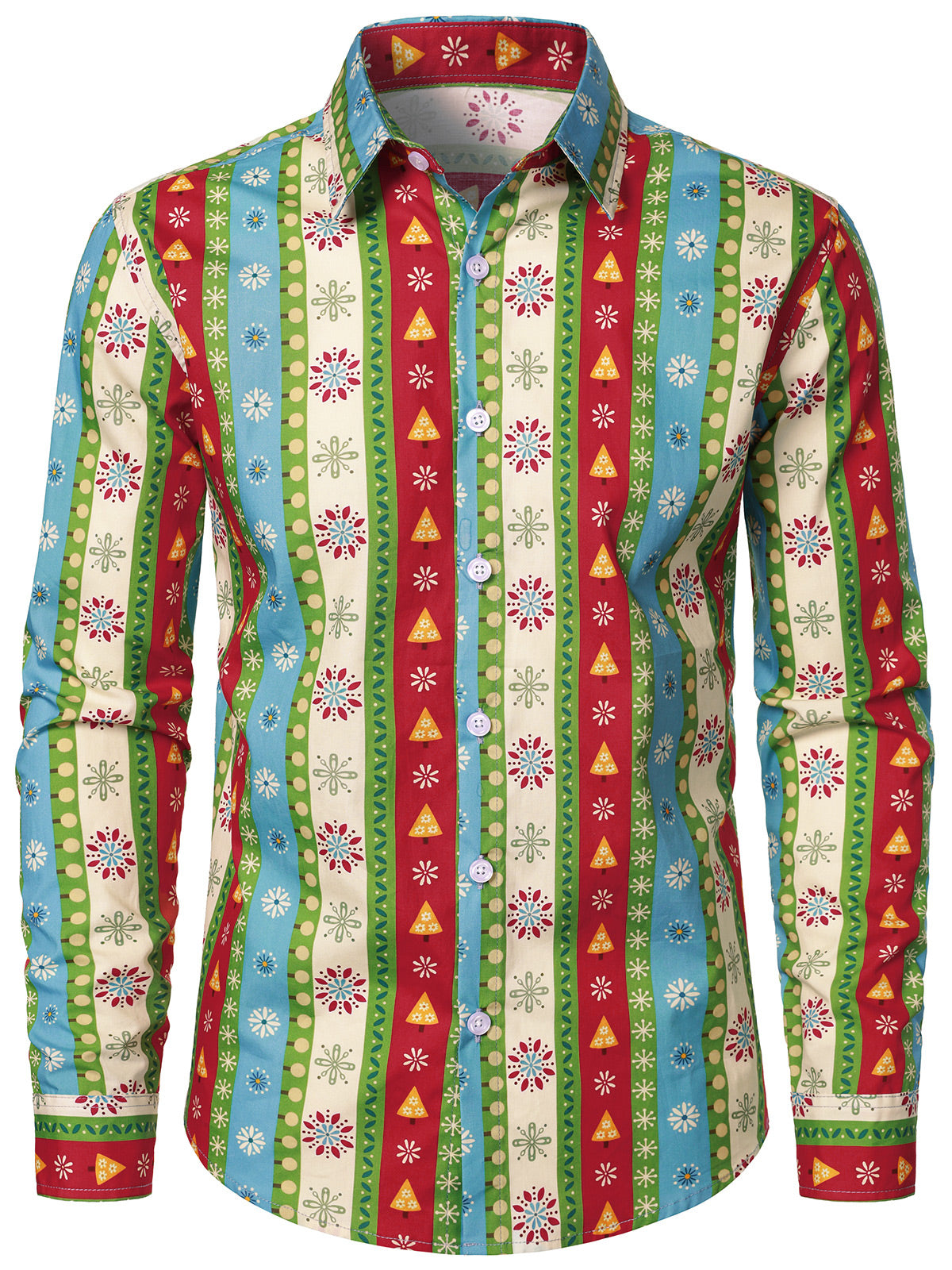 Men's Christmas Tree Stripe Pattern Holiday Shirt
