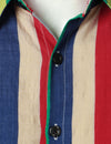 Men's Casual Cotton Green Striped Button Up Vacation Cool Beach Short Sleeve Shirt