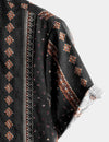 Men's Retro Black Striped Print Button Up 70s Vintage Short Sleeve Western Shirt