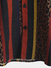 Men's Leopard Vintage Vertical Striped Cool Summer Vacation Short Sleeve Button Up Shirt