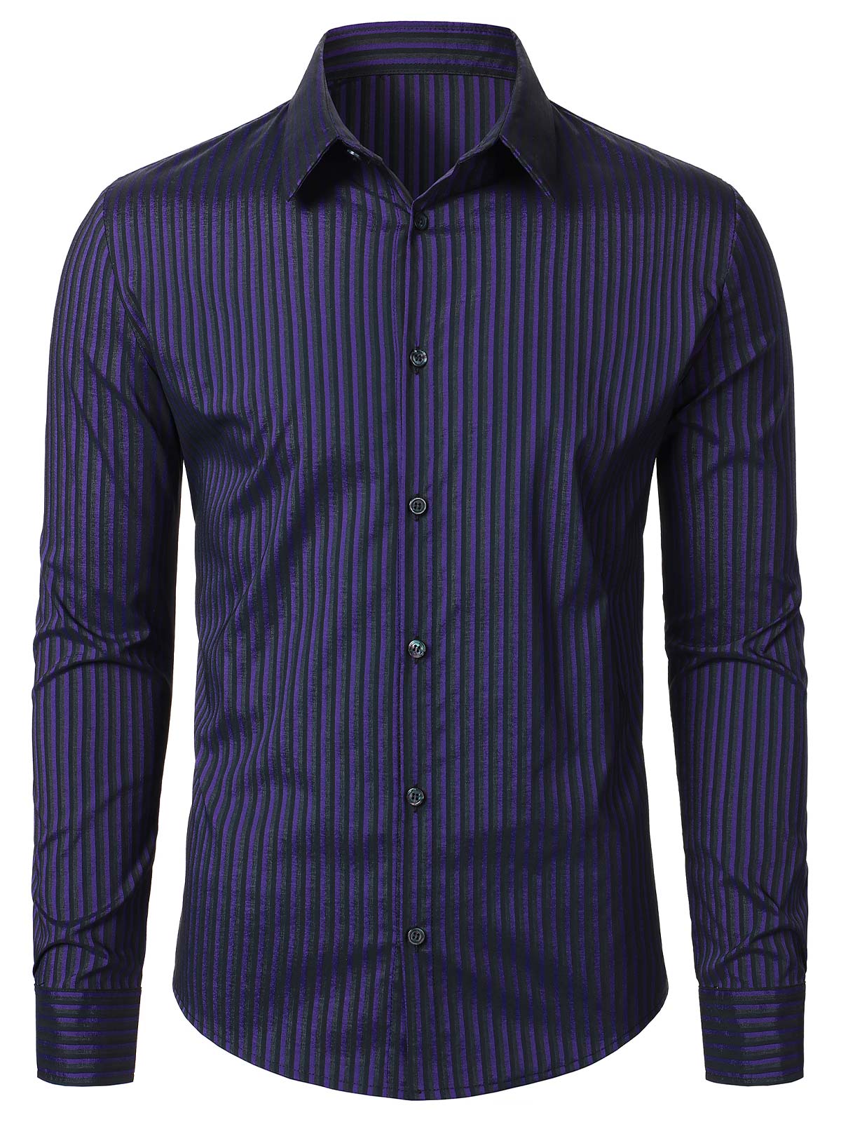 Men's Striped Long Sleeve Textured Wrinkle-Free Shirts