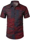 Men's Short Sleeve Striped Printed Retro Shirt