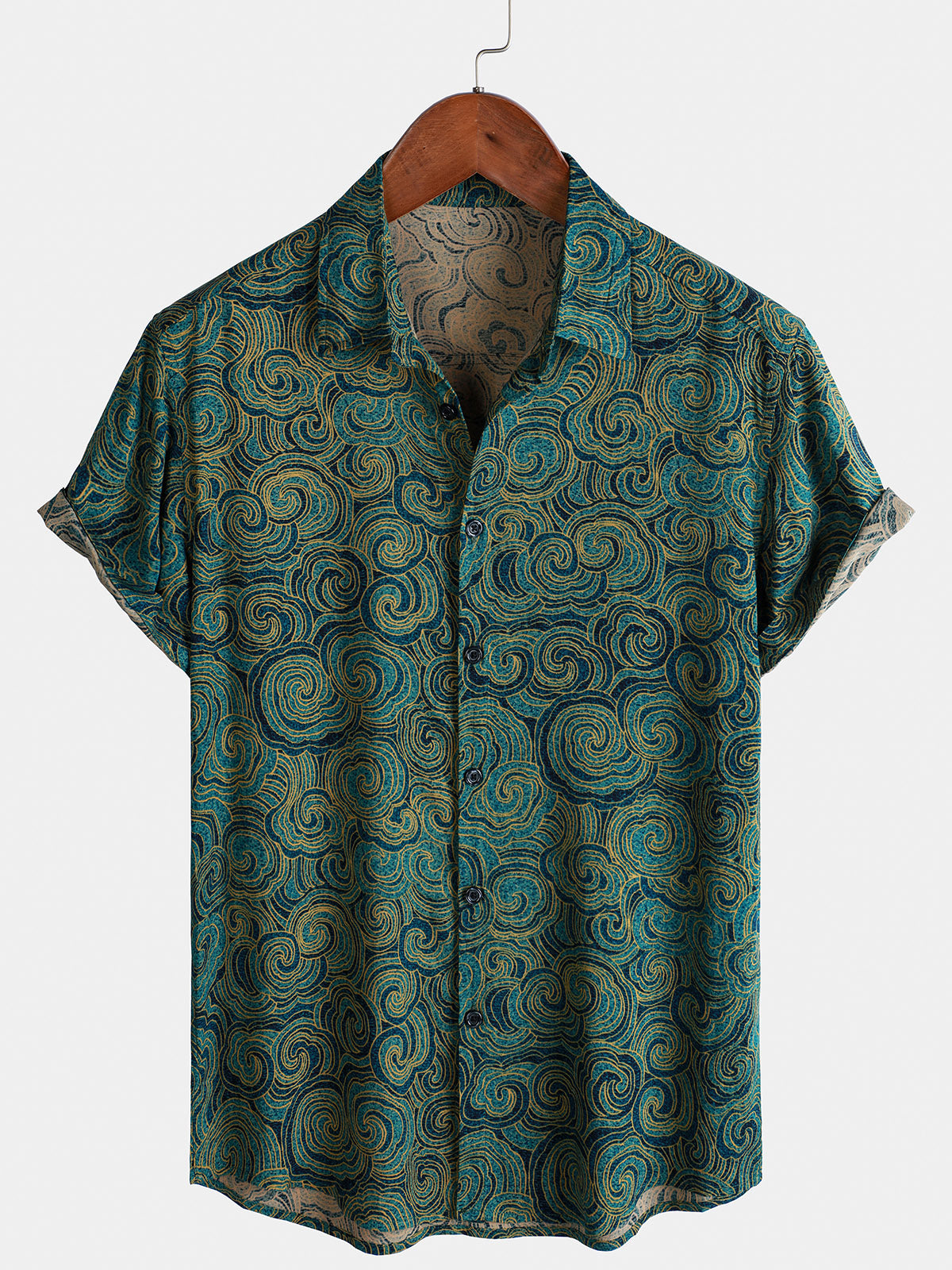 Men's Casual Holiday Button Short Sleeve Shirt