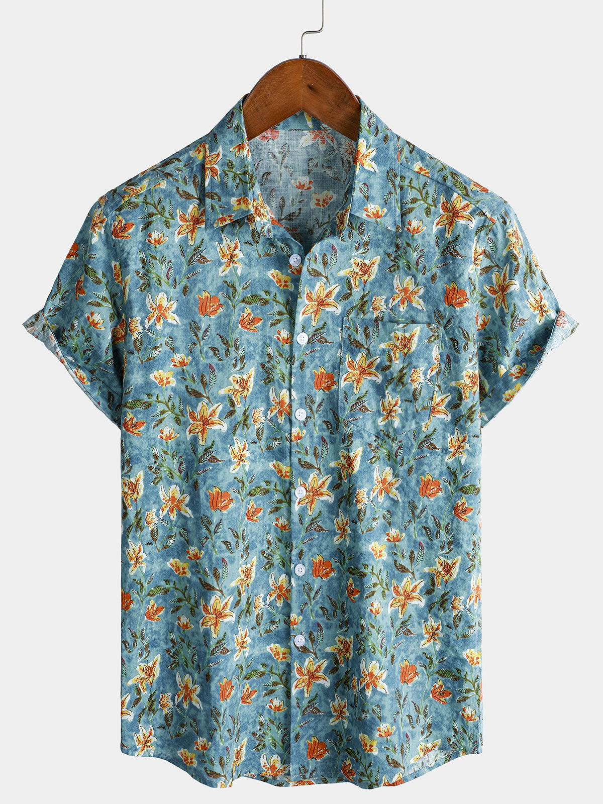 Men's Tropical Blossom Casual Summer Holiday Short Sleeve Shirt