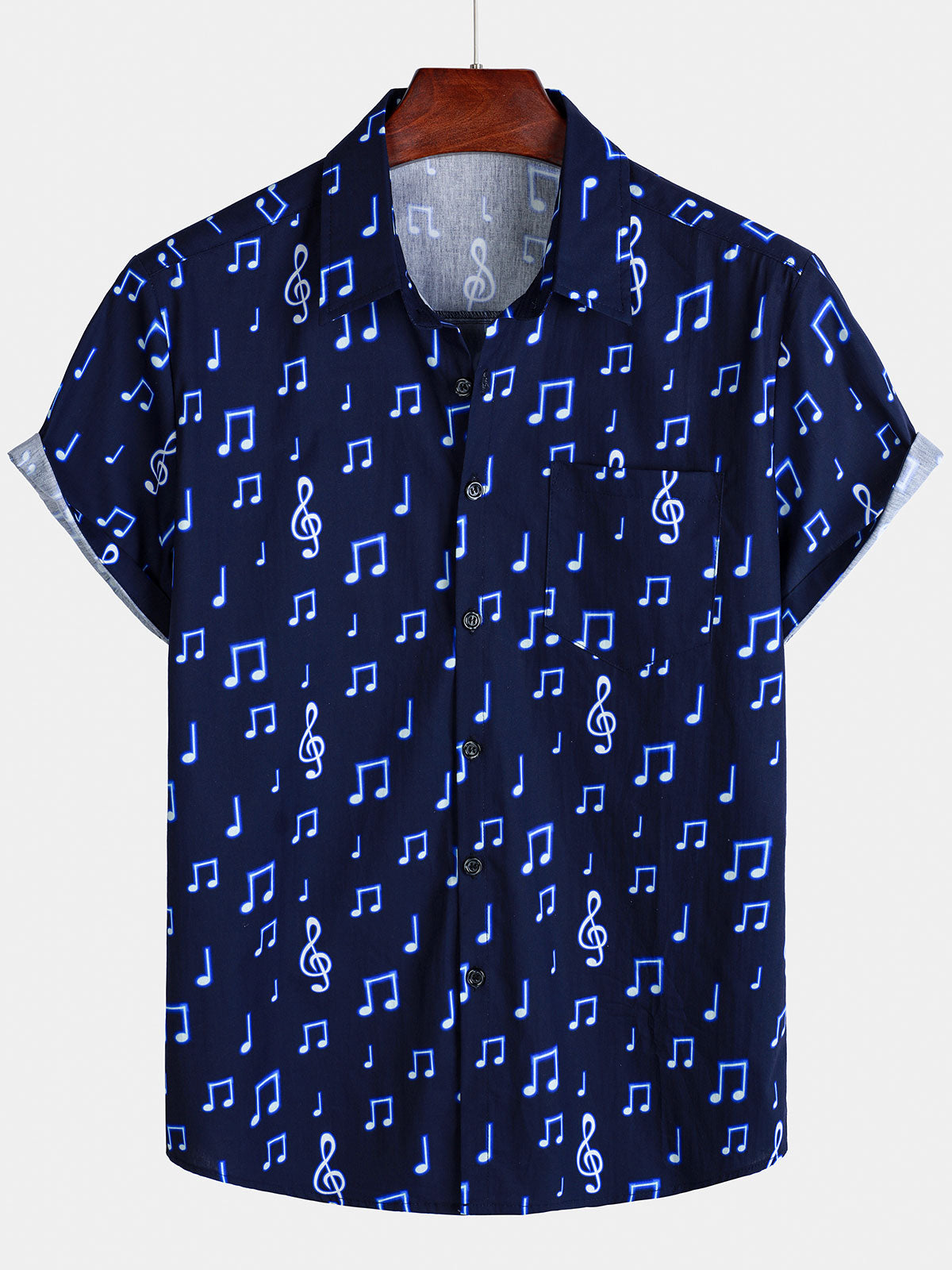 Men's Short Sleeve Cool Holiday Music Festival Breathable Button Up Shirt