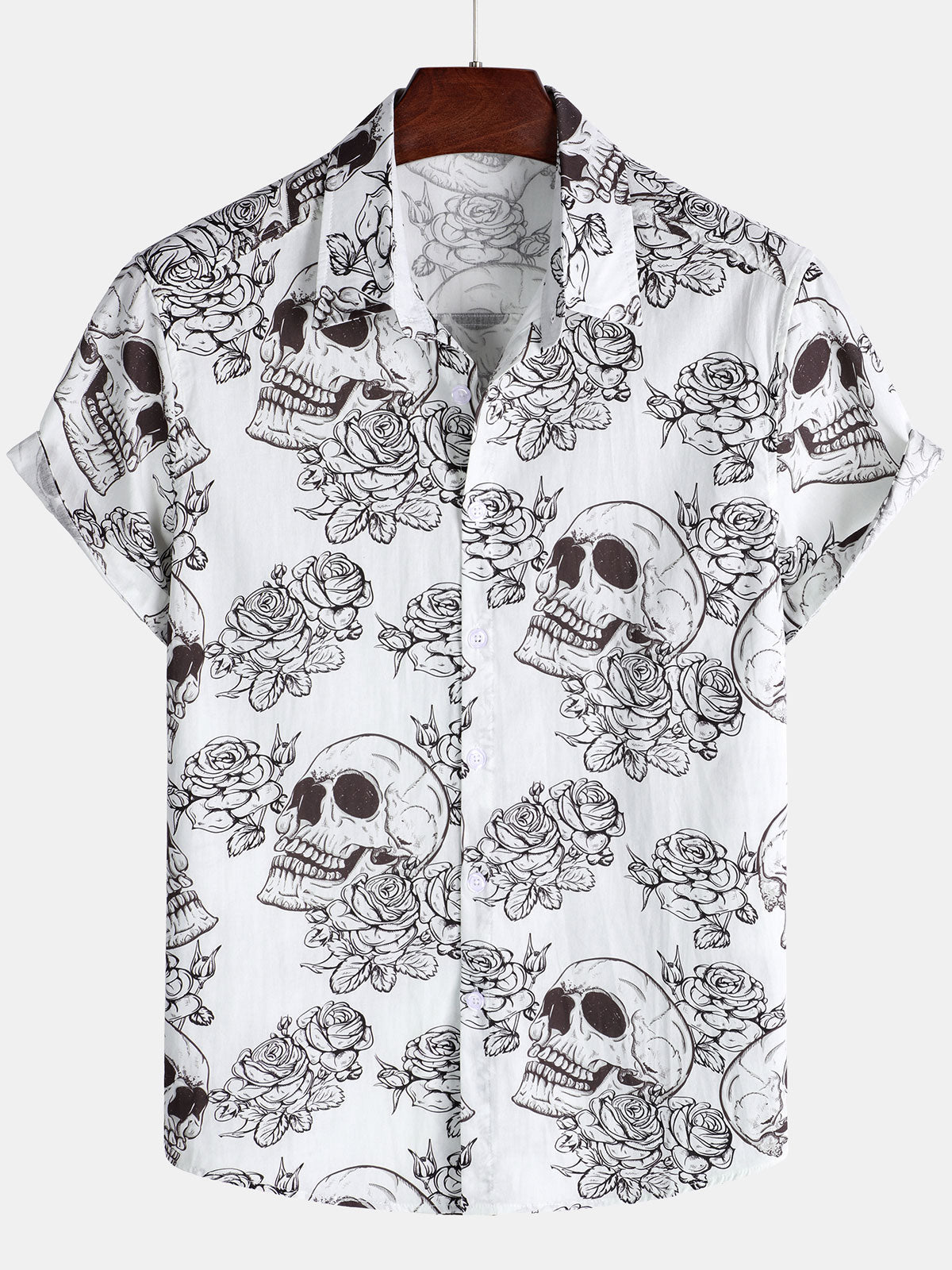 Men's Skull Cool Rock Hawaiian Holiday Short Sleeve Shirt
