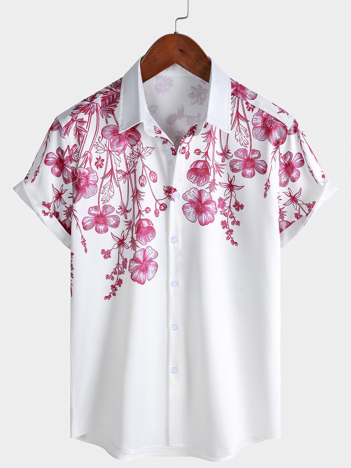 Men's Floral Print Hawaiian Cruise Vacation Short Sleeve Shirt