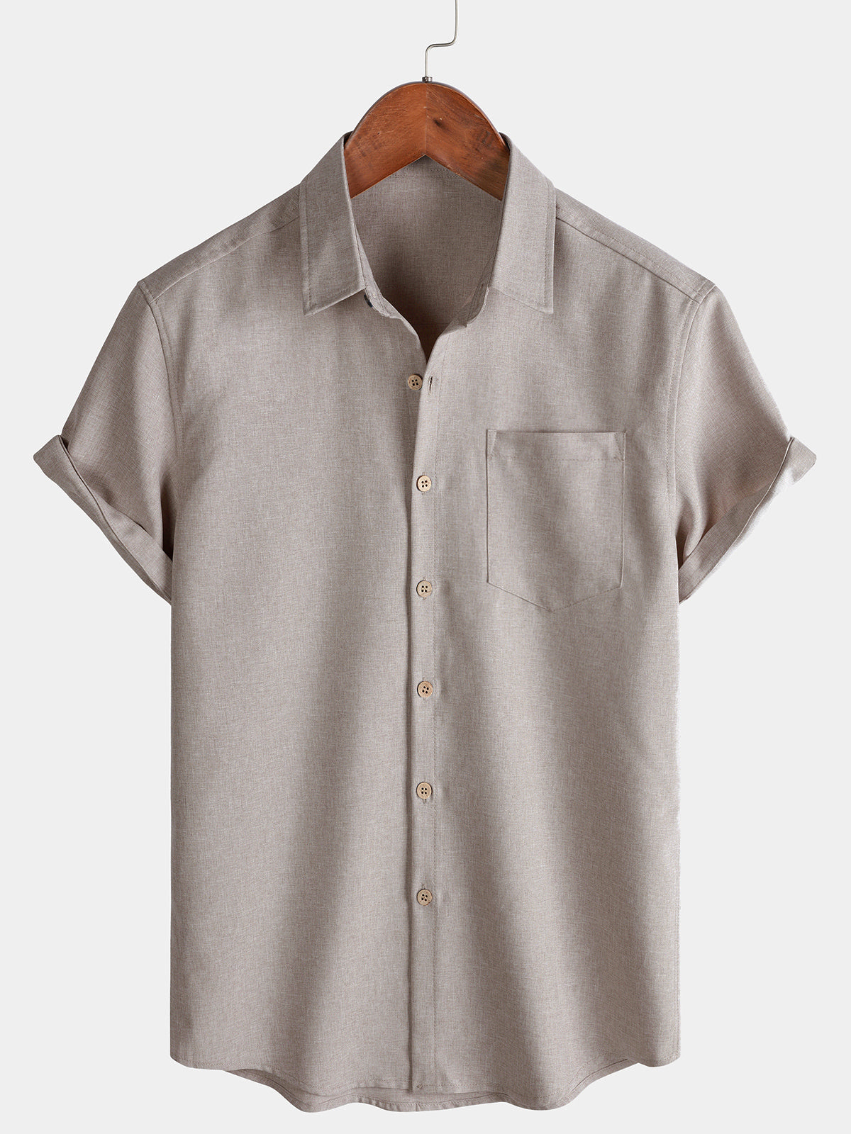 Men's Casual Solid Soft Casual Button Up Short Sleeve Shirt