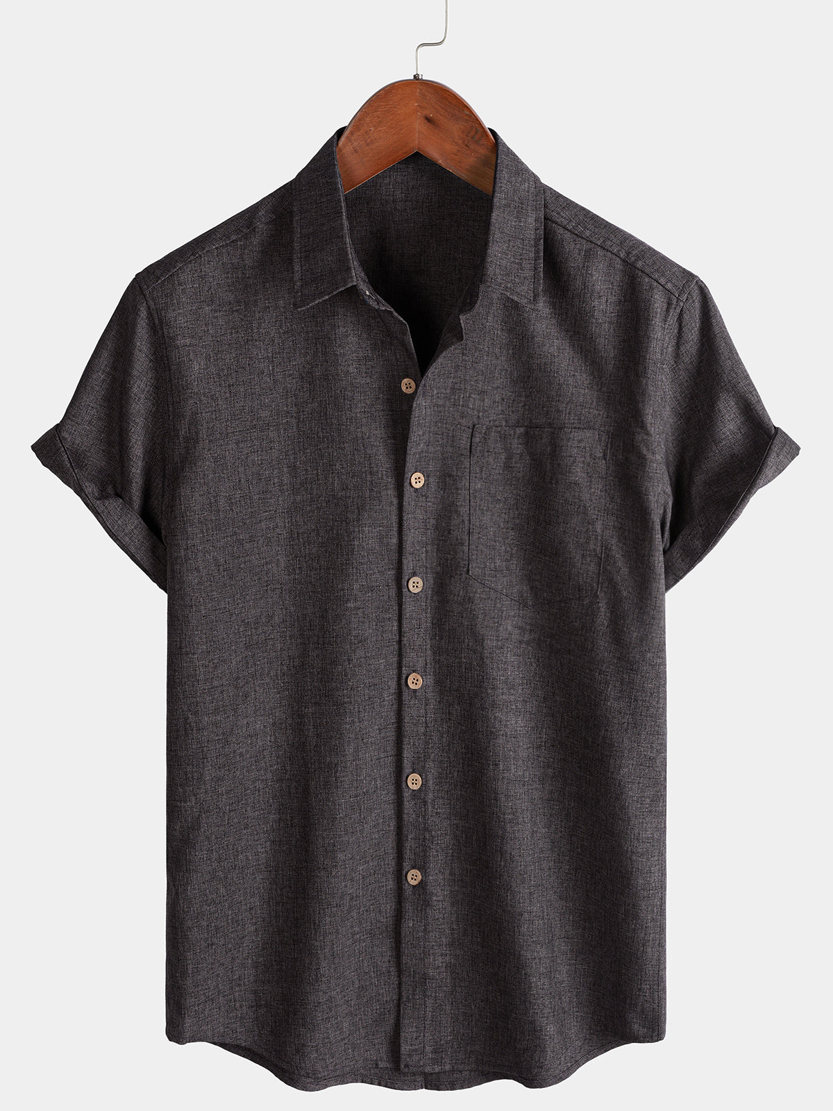 Men's Casual Solid Soft Casual Button Up Short Sleeve Shirt