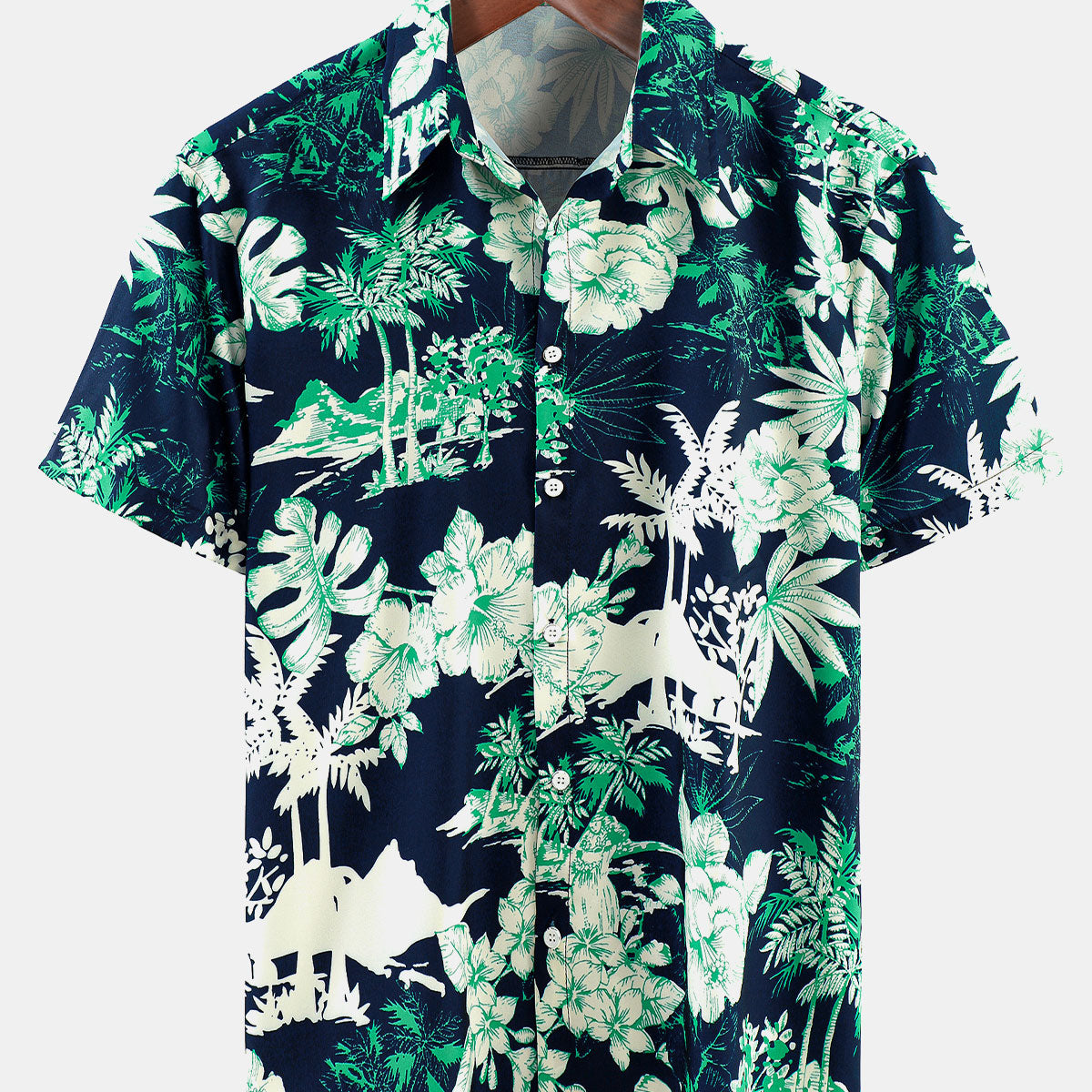 Men's Hawaiian Beach Tropical Print Short Sleeve Shirt