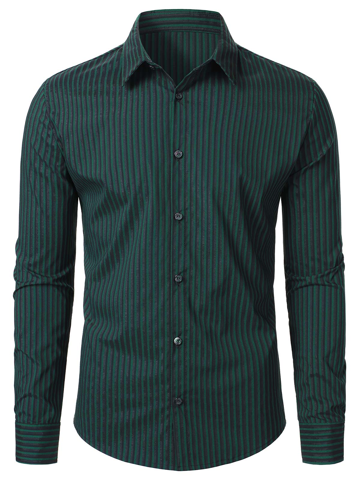 Men's Striped Long Sleeve Textured Wrinkle-Free Shirts